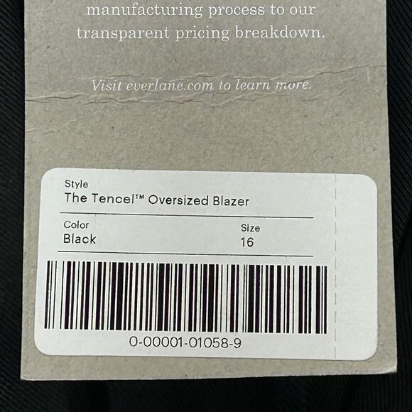 Everlane The Tencel Oversized Blazer Black 2 Button Front L/S Women's 16 NWT - Picture 9 of 12